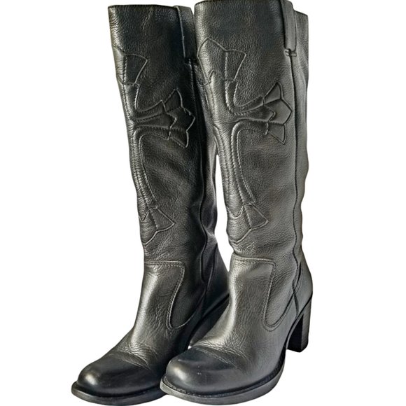 MIA Shoes - Mia Knee High Heeled Leather Boots Shoes- Womens Sz 8.5